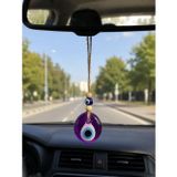 Nazar Boncuğu Dikiz Aynası Süsü Mor Renkli 4 cm Duvar Süsü El Yapımı Cam Kapı Süsü