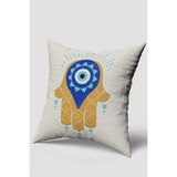 Nazar Boncuğu Hamsa Eli Desenli Kırlent Kılıfı 43 x 43