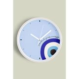 Nazar Boncuğu Modern Duvar Saati - 35cm - Önü Camlı Beyaz Kasa - Sessiz Mekanizma, JH0697S35BKP
