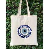 Nazar Boncuğu Tasarım Ham Bez Tote Bag Çanta, Pinterest Çanta - 10D-Krem