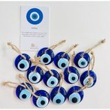 Nazar Boncuk 12 Adet (Mini) 3-3.2 cm Cam Nazar Boncuk Duvar Süsü Bahçe Ağaç Süsü Nazarlık - Ahşap