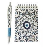 Nazar Boncuk Desenli Mini Spiral Not Defteri ve Tükenmez Kalem Seti – Küçük Boy Taşınabilir Kırtasiye Seti, Şık Tasarım Not Alma & Hediye Seti, Okul Ofis Günlük Kullanım İçin, Promosyon Ürün.