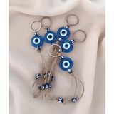Nazar Boncuk Şeffaf Mavi Anahtarlık 5 Adet Kötü Göz Kovucu Ahşap Boncuklu Nazar Hand Made Has� - Çok Renkli