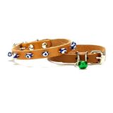 Nazar Boncuklu Kedi Ve Küçük Irk Köpek Tasması 1x14-18 Cm Kamel Xsmall