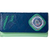 Nazar Desenli Kadın Cüzdanı, 10x20 cm, Lacivert ve Mint Yeşili, PU Deri, 12 Kart Bölmeli