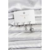 Nazar Model Gümüş Renk Pirinç 3'Lü Kadın Küpe Seti - Tj-Bkp11442