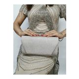 NAZART Kadın Big Taşlı Görünümlü Altın Abiye Clutch El Düğün Nişan Gece Omuz Çantası