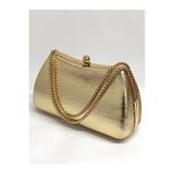 NAZART Kadın Cilt Altın Abiye Clutch Zincir Askılı El ve Omuz Düğün Nişan Gece Çantası