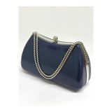 NAZART Kadın Cilt Lacivert Abiye Clutch Zincir Askılı El ve Omuz Düğün Nişan Gece Çantası