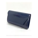 NAZART Kadın Kırışık Suni Deri Lacivert Abiye Clutch Zincir Askılı El Düğün Nişan Gece Çantası
