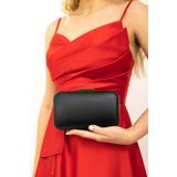 NAZART Kadın Kumaş Siyah Abiye Clutch Portföy Bayan Çantası