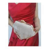 NAZART Kadın Lazer Altın Gold Abiye Clutch Portföy Gece Çantası