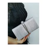 NAZART Kadın Lazer Gümüş Abiye Clutch Portföy El Düğün Nişan Gece Çantası