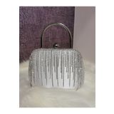 NAZART KADIN LÜKS TAŞLI SATEN GÜMÜŞ ABİYE CLUTCH PORTFÖY ABİYE GECE DÜĞÜN ÇANTASI