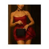 NAZART Kadın Saten Siyah Abiye Clutch Portföy Bayan Çantası