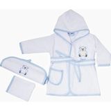 Nazbaby Bebek Bornozu Ayıcık (Üçlü) - Mavi - 0 - 2 Yaş
