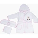 Nazbaby Bebek Bornozu Ayıcık (Üçlü) - Pembe - 0 - 2 Yaş