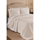 Nazik Home Begonvil Krem- Vizo Çift Kişilik %100 Pamuk Nevresim Takımı ve Pike Seti - Vizon - 220 x 240 cm