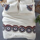 Nazik Home Evora Keten Nevresim Takımı Bordo / İndigo Çift Kişilik