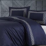 Nazik Home Vienza Lacivert 200x220 cm Nakışlı Pamuk Saten Çift Kişilik Nevresim Takımı