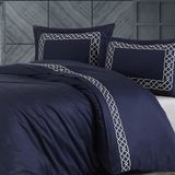 Nazik Home Vienza Nakışlı Pamuk Saten Çift Kişilik Nevresim Takımı - Lacivert - 200 x 220 cm
