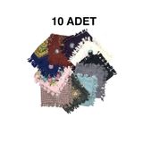 nazipek 10'lu Set Pamuklu Karışık Desen Büyük Boy Boncuklu Yazma Yumuşak Dokulu Eşarp 110x110 Hediyelik
