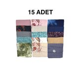 nazipek 15'li Paket %100 Pamuklu Karışık Desen Yazma Sökme Eşarp 100x100 Toptan Dağıtmalık