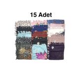 nazipek 15'li Set Pamuklu Karışık Desen Büyük Boy Boncuklu Yazma Yumuşak Dokulu Eşarp 110x110 Hediyelik