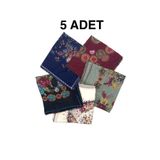 nazipek 5'li Set Toptan Hediyelik Çiçekli Desen Oyalı Pamuklu Yazma 100x100cm Kroşeta Eşarp