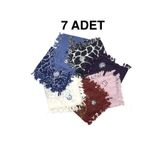 nazipek 7'li Set Pamuklu Karışık Desen Büyük Boy Boncuklu Yazma Yumuşak Dokulu Eşarp 110x110 Hediyelik