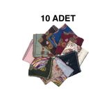 nazipek Kenarları Oyalı 10'lu Set Pamuklu Yazma 100x100cm Eşarp Toptan Dağıtmalık
