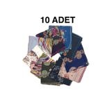 nazipek Kenarları Oyalı 10'lu Set Pamuklu Yazma 100X100cm Eşarp