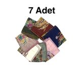 nazipek Kenarları Oyalı 7'li Set %100 Pamuklu Yazma 100X100cm Eşarp Toptan Dağıtmalık