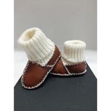 Nazlı Giyim Bebek Unisex Kuzu Derisi Ilk Adım Ayakkabısı Panduf Patik - NG3001 - Kahverengi