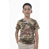 Nazlyna Multicam Desenli Unisex Çocuk Outdoor Askeri Tişört - Kamuflaj - 11 - 12 Yaş