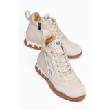 Nazsole Bej Rengi Kadın İçi Kürklü Bağcıklı Sneaker Bot
