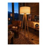 NAZUA Ahşap Tripod Lambader Modern Dekoratif Salon Lambası Krem 3 Ayaklı Lamba 125 cm