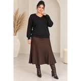 NAZXXL Kadın V Yaka yumuşak dokulu %100 Pamuklu Oversize triko salaş bluz – Uzun Kollu Basic Üst