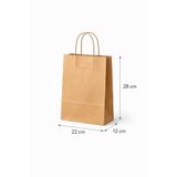 NB ENDÜSTRİYEL Kraft Burgu Saplı Çanta 22 cm X 12 cm X 28 cm (50 Adet Kağıt Poşet Çanta)