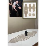 NB Neubella Home Lily 5 Parça Lüks Runner Salon Oda Sehpa Masa Örtü Takımı Fransız Danteli Güpürlü Çeyizlik Set