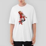 NBA Baller Red Silhouette Oversize Beyaz Tişört