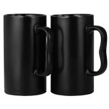 NBABSR 20oz Büyük Kahve Kupaları, Yenilikçi Kahve Kupaları 2'li Set, Çay, Latte, Kakao-Babalar Erkekler ve Kadınlar için Benzersiz Büyük Saplı Düz Uzun Seramik Bardaklar, Bulaşık Makinesi ve
