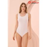 Nbb Kadın Kalın Askılı Pamuklu Terletmez Çıtçıtlı Body Atlet - Beyaz - XL