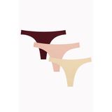Nbb NB23SKL00026-A103 Ten Bordo Cappuccino 3'lü Lazer İz Yapmaz Kesim Tanga