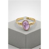 NBS Beautiful Naturel Stones Ametist Yüzük Gold Renk Ayarlanabilir Bakır Üstü Kaplama