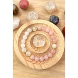 NBS Beautiful Naturel Stones Aytaşı, Necef , Pembe Kuvars Doğal Taş Bileklik Arkadaş ve Aile için Tatil Hediyeleri 8 mm