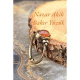 NBS Beautiful Naturel Stones Bakır Akik Zarif, İnce Tasarım Trend Yüzük Ayarlanabilir ( Hediye , Günlük , Kombin)