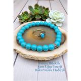 NBS Beautiful Naturel Stones Firuze Şans Bileklik Bakır Yüzük Hediyeli 8 mm ( Hediyelik , Özel Günler , Günlük )