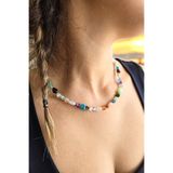 NBS Beautiful Naturel Stones Fit Kalma Doğal Taş Kolye Apatit , Pembe Kuvars , Güneş , Kristal Kuvars , Kaplan, Garnet , Sitrin