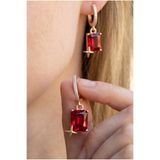 NBS Beautiful Naturel Stones Kadın Aşk Kırmızısı Baget Taşlı Yıldız Detaylı Çelik Küpe
